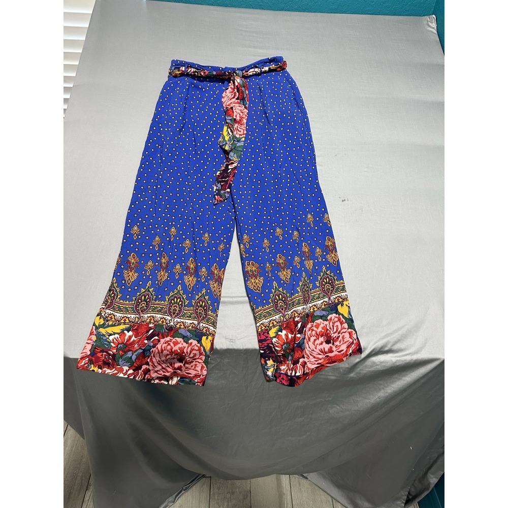 Ett Twa Anthropologie Pants Womens Boho Wide Leg Funky Belted‎ Art To Wear 8P